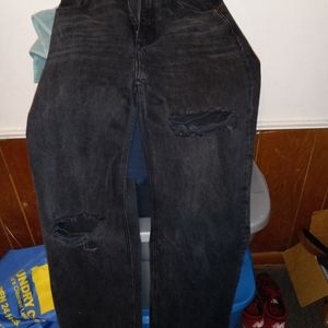 High Waisted Zara Ripped Wide Leg Jeans